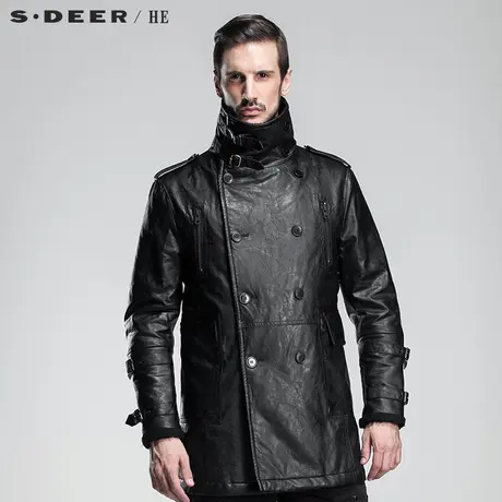【惠】sdeerhe圣迪奥男装冬装休闲军旅风皮风衣H13471957图片