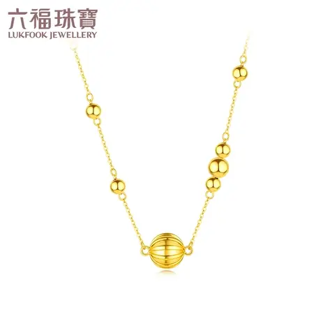六福珠宝黄金项链毛衣链长款金珠吊坠女时尚套链计价A01TBGN0003图片
