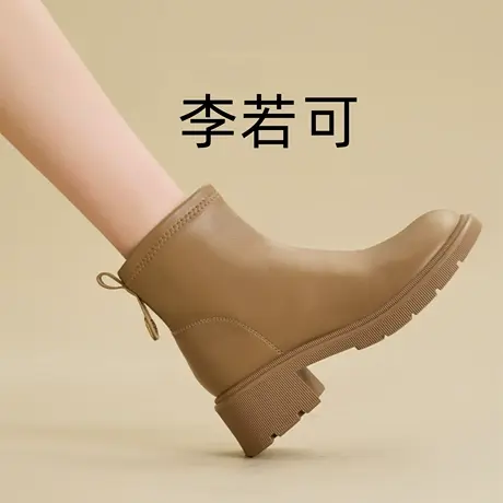 今年流行的小短靴女秋冬卓诗尼高跟2022冬天鞋配裙子的靴子小个子图片