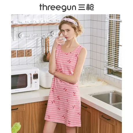 三枪睡裙女纯棉可爱少女印花无袖全棉女士背心式秋季薄款睡衣裙图片
