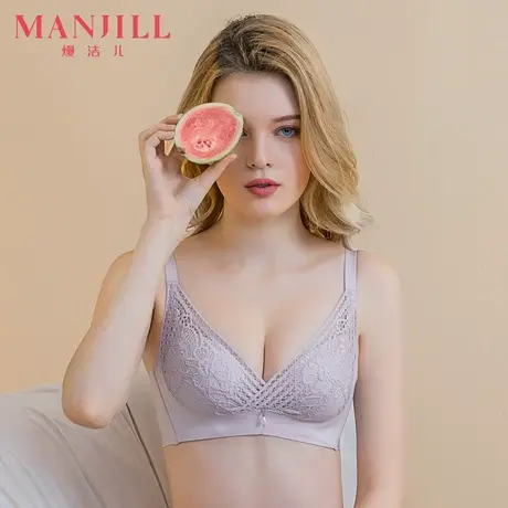 熳洁儿女士无钢圈聚拢文胸舒适云感棉小胸聚拢调整型上托无痕胸罩商品大图