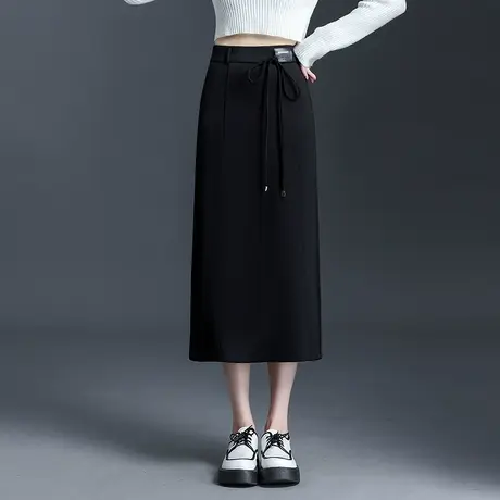高腰显瘦包臀半身裙女秋季2023新款开叉一步裙中长款百搭休闲筒裙图片