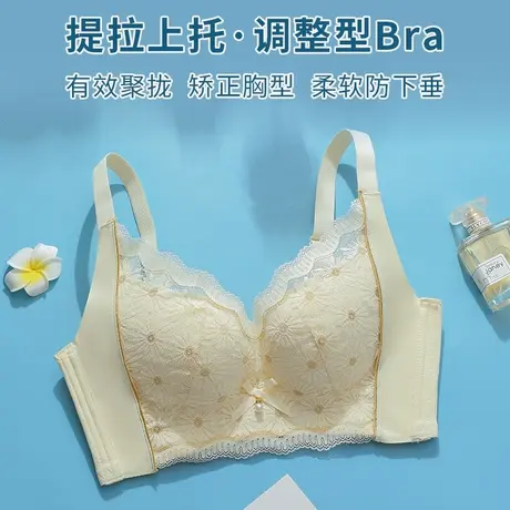 霞黛芳小胸聚拢收副乳矫正防下垂调整型内衣女无钢圈蕾丝调文胸罩图片