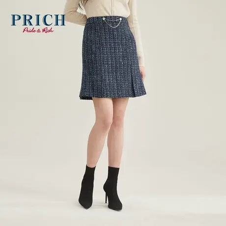 PRICH【直播专享】【商场同款】新款高腰粗花呢A字裙半身裙图片