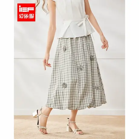IEF/爱依服半身裙2025夏季新款法式温柔风小众设计感百搭格子单裙图片