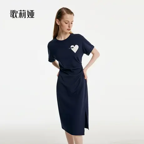 歌莉娅夏季开叉针织学院风连衣裙显瘦气质通勤裙子女装1B7J4H520图片