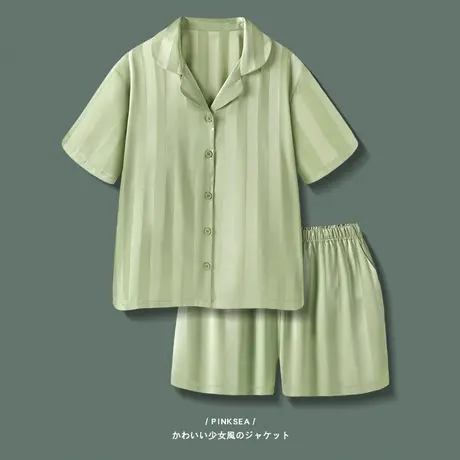情侣睡衣女高级感夏季冰丝短袖家居服2023年新款仿真丝绸男士套装图片