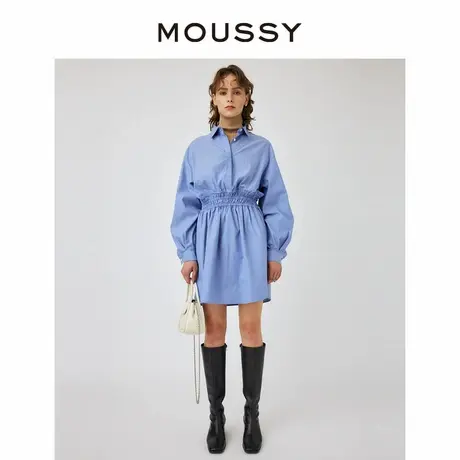 MOUSSY 休闲通勤风捏褶抽绳收腰纯色衬衫连衣裙女010GA230-6630图片