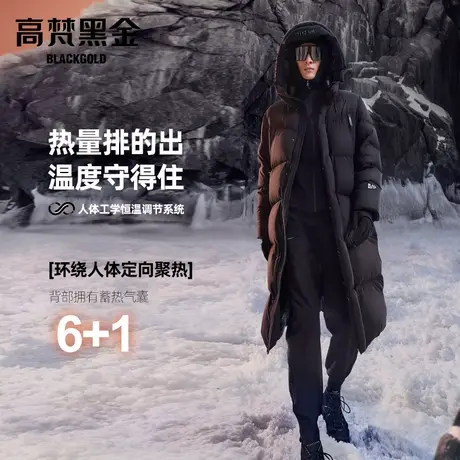 【高梵黑金鹅绒服】极地2.0六格羽绒服男士冬加厚中长款外套反季商品大图