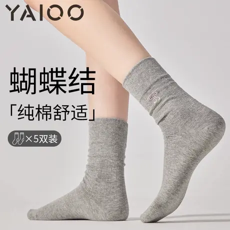 雅鹿袜子女款中筒袜棉夏季长袜女士秋冬款堆堆袜白色长筒袜子图片
