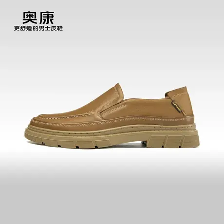 AOKANG奥康 2023秋季新款商务休闲皮鞋真皮软底舒适一脚蹬男鞋商品大图