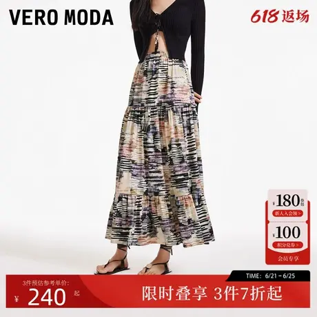 Vero Moda半身裙女24秋新款松紧腰民族风大摆半裙度假32431G001图片
