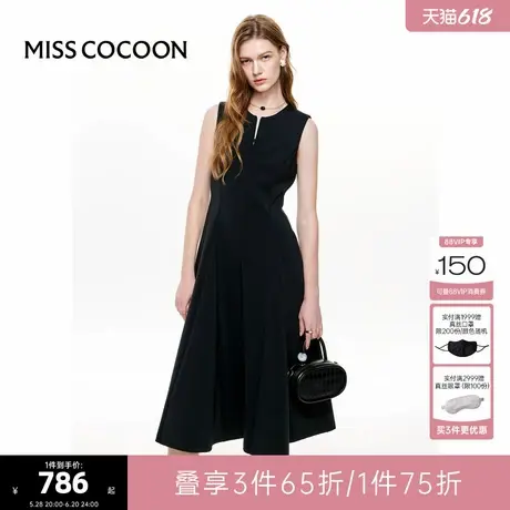 可可尼COCOON2025夏季新款高级感大裙摆无袖连衣裙女图片