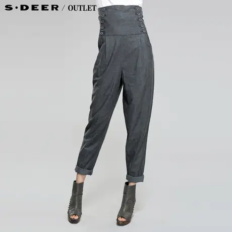 sdeer圣迪奥 女装限量版薄款高腰西裤吊裆裤0385007商品大图