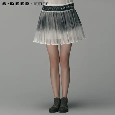 【多件多折】s.deer圣迪奥女装欧根纱伞状短裙S14281310图片