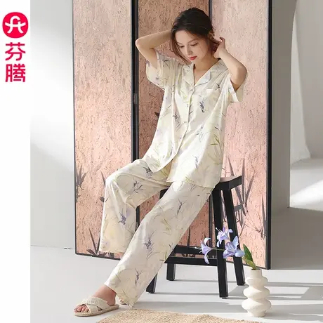 芬腾睡衣女夏季薄款短袖莱赛尔棉套装2025新款休闲宽松大码家居服图片