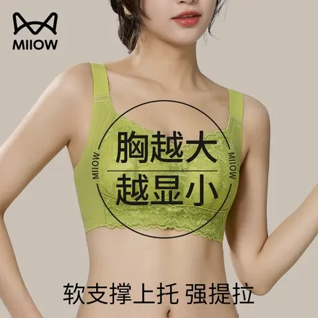 猫人内衣女大胸显小全罩杯蕾丝薄款聚拢收副乳防下垂无钢圈文胸罩图片