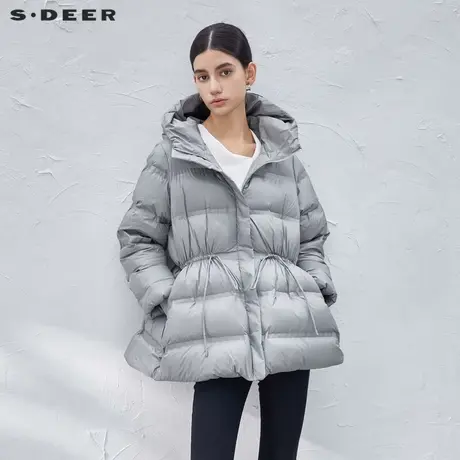 【直播间专属】sdeer圣迪奥高领连帽收腰宽松短款羽绒服S23463102商品大图