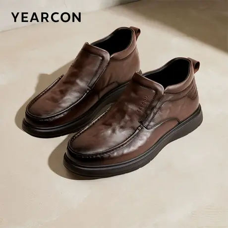 意尔康男鞋2025冬季二棉鞋真皮加绒保暖高帮爸爸皮鞋中老年老人图片