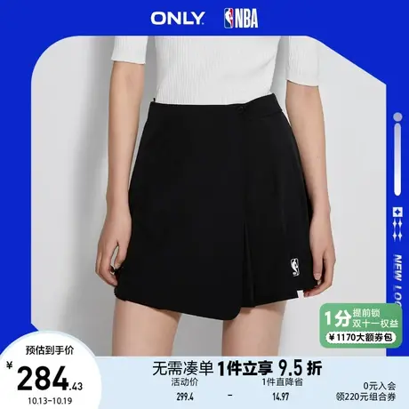 【买5免1】ONLY奥莱2023夏季新款NBA联名款休闲高腰百褶裙裤半身图片