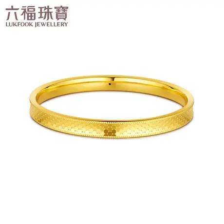 六福珠宝龙鳞片黄金手镯女新款光面足金镯子硬金计价G16TBGB0006图片