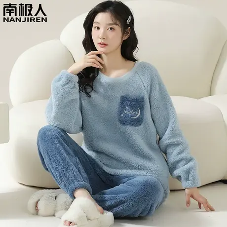 珊瑚绒睡衣冬季女款秋冬款2023新款加绒加厚法兰绒淑真家居服冬天商品大图