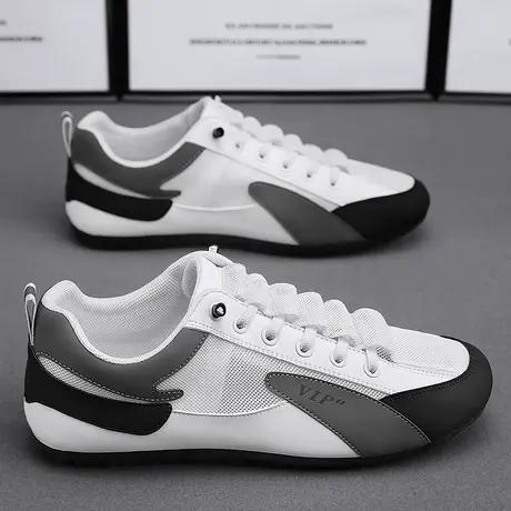 白鞋男鞋夏季透气网面网鞋薄款厚底男士一脚蹬运动休闲小白板鞋子图片
