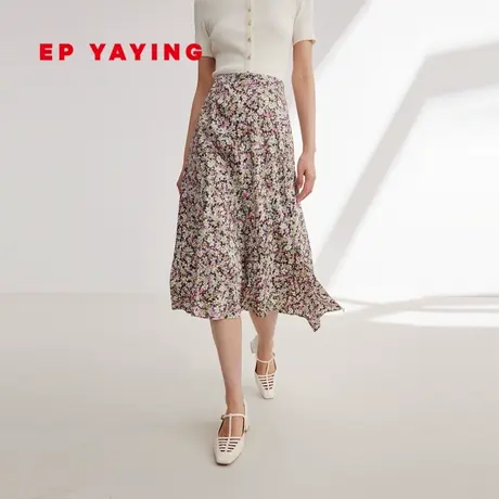 EP YAYING雅莹女装 真丝印花开叉半身裙 2024早春新品图片