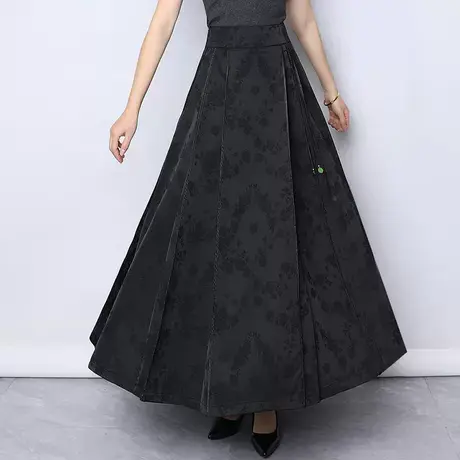 新中式国风马面裙提花百褶长裙女春夏2025新款高腰显瘦宽松A字裙图片