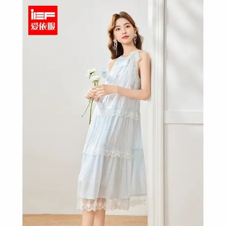 IEF/爱依服2025夏法式优雅背心连衣裙女中长款蕾丝拼接恋夏风穿搭图片