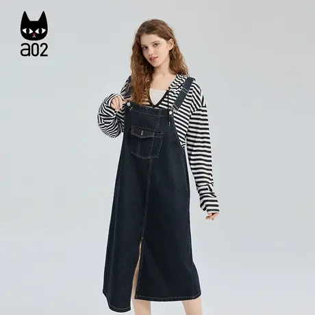 a02宽松背带裙牛仔连衣裙女2025新款秋季长裙通勤穿搭设计感裙子图片