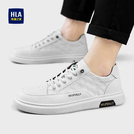 HLA/海澜之家休闲板鞋潮牌高级感小白鞋2025夏季透气免系带男鞋图片