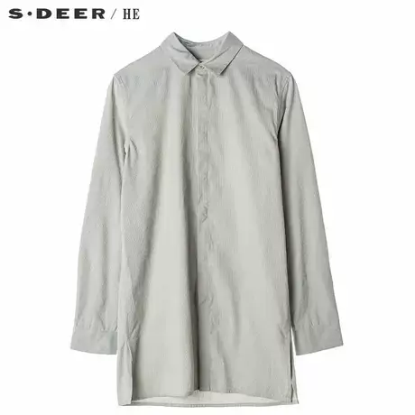 sdeerhe圣迪奥休闲简约设计感暗门襟设计翻领男式衬衫H16170508图片