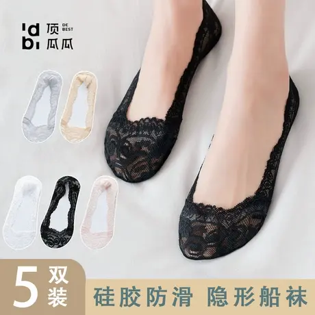 顶瓜瓜船袜女春夏超薄浅口花边蕾丝硅胶棉底防滑短丝袜女短袜图片