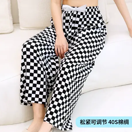 棉绸睡裤女长裤春秋款大码宽松人造棉家居裤防蚊夏天妈妈绵绸裤子图片