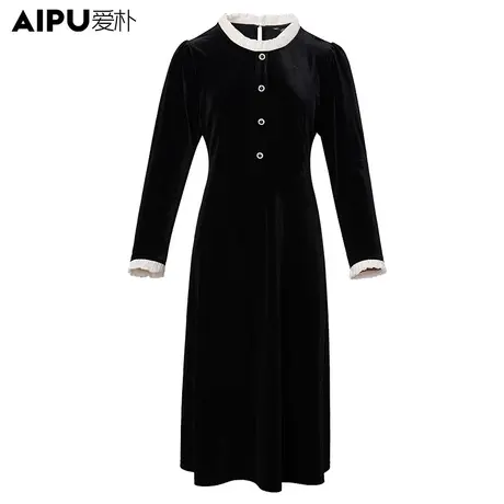 爱朴【直播专享】大码女装2023秋冬a字修身裙胖mm气质显瘦连衣裙图片
