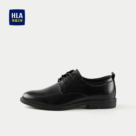 HLA/海澜之家加宽楦型商务正装皮鞋25新柔软舒适透气光面德比鞋男图片