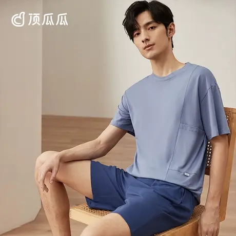 顶瓜瓜睡衣男士夏季纯棉短袖短裤家居服薄款夏款大码套装男款夏天图片