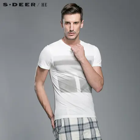 S.Deer/He【惠】 圣迪奥休闲轻薄男士短袖T恤H14270141图片