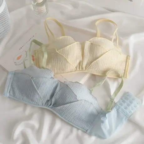 内衣女夏季小胸聚拢无肩带胸罩无钢圈收副乳防滑上托甜美文胸套装图片