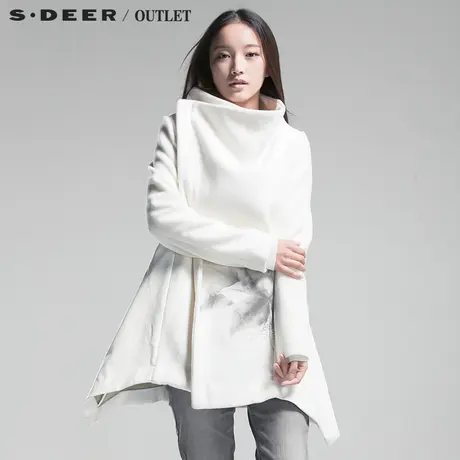 sdeer圣迪奥专柜正品素雅水墨印画女士大衣图片