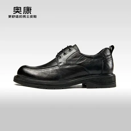 奥康男鞋2024新款英伦低帮正装皮鞋男士真皮抓皱德比鞋上班办公鞋图片