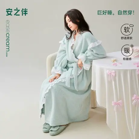 安之伴【巨保暖】珊瑚绒睡袍女款秋冬季加绒加厚浴袍法兰绒家居服图片