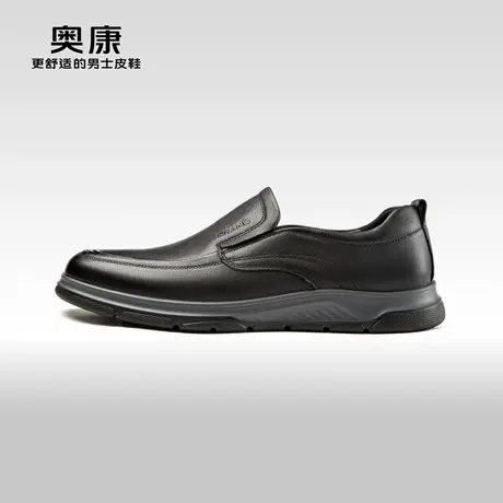 AOKANG奥康春秋季新款商务休闲真皮软底鞋男舒适一脚蹬办公鞋商品大图