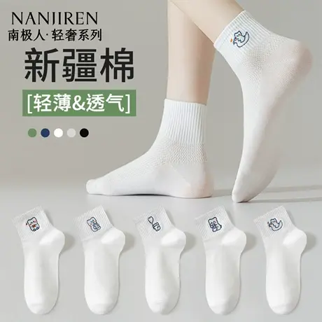 南极人袜子女夏季薄款网眼透气纯棉袜子卡通可爱少女夏天短袜新款图片