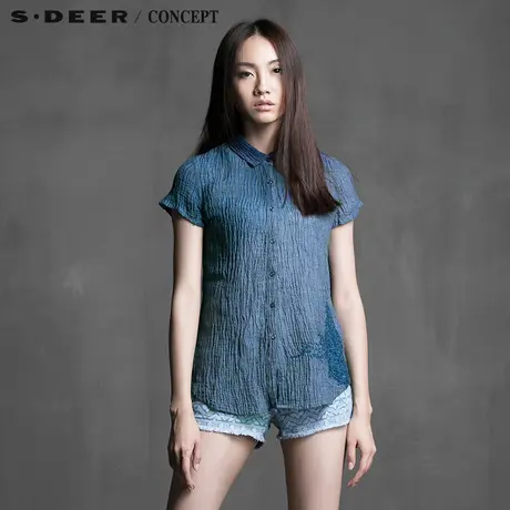 S&middot;DEER＼CONCEPT【新品】圣迪奥乱线凸绣晕染渐变衬衫5280408图片