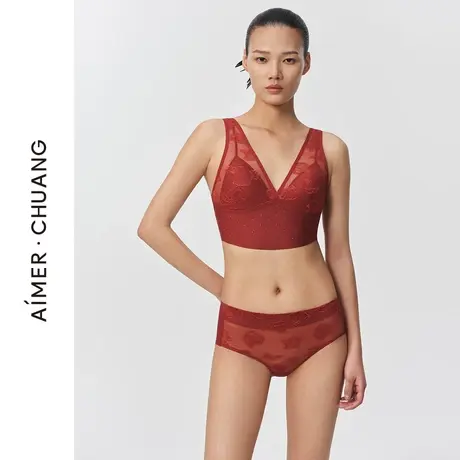 爱慕·CHUANG内裤女玫瑰蕾丝花面中腰平角裤CA230801商品大图