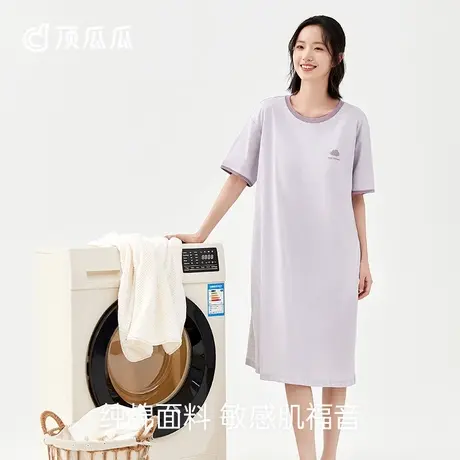 顶瓜瓜睡裙女款2024新款夏款顶呱呱女士BRA-IN可外穿纯棉家居裙图片