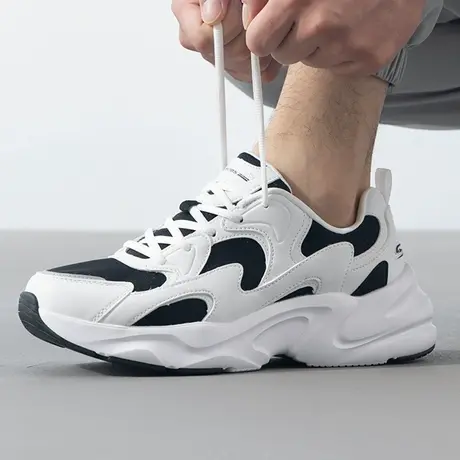Skechers斯凯奇踏浪男鞋官网旗舰透气黑白老爹鞋运动鞋厚底休闲鞋图片