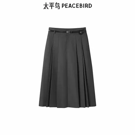 太平鸟女装2025春季西装裙灰色半身裙气质百褶长裙A1GFE4207图片